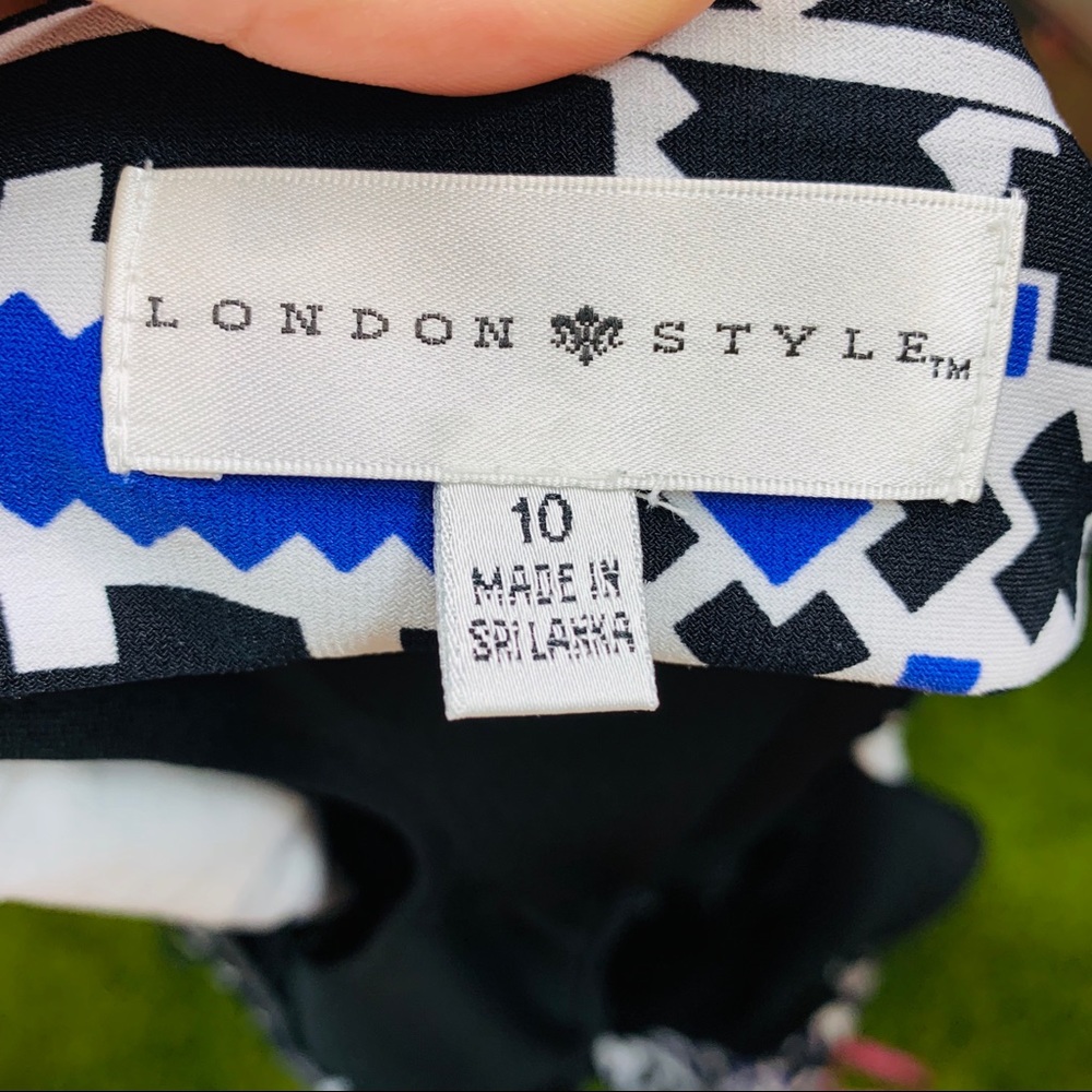 London Style Short Sleeve Dress Purple Black white - Picture 4 of 5